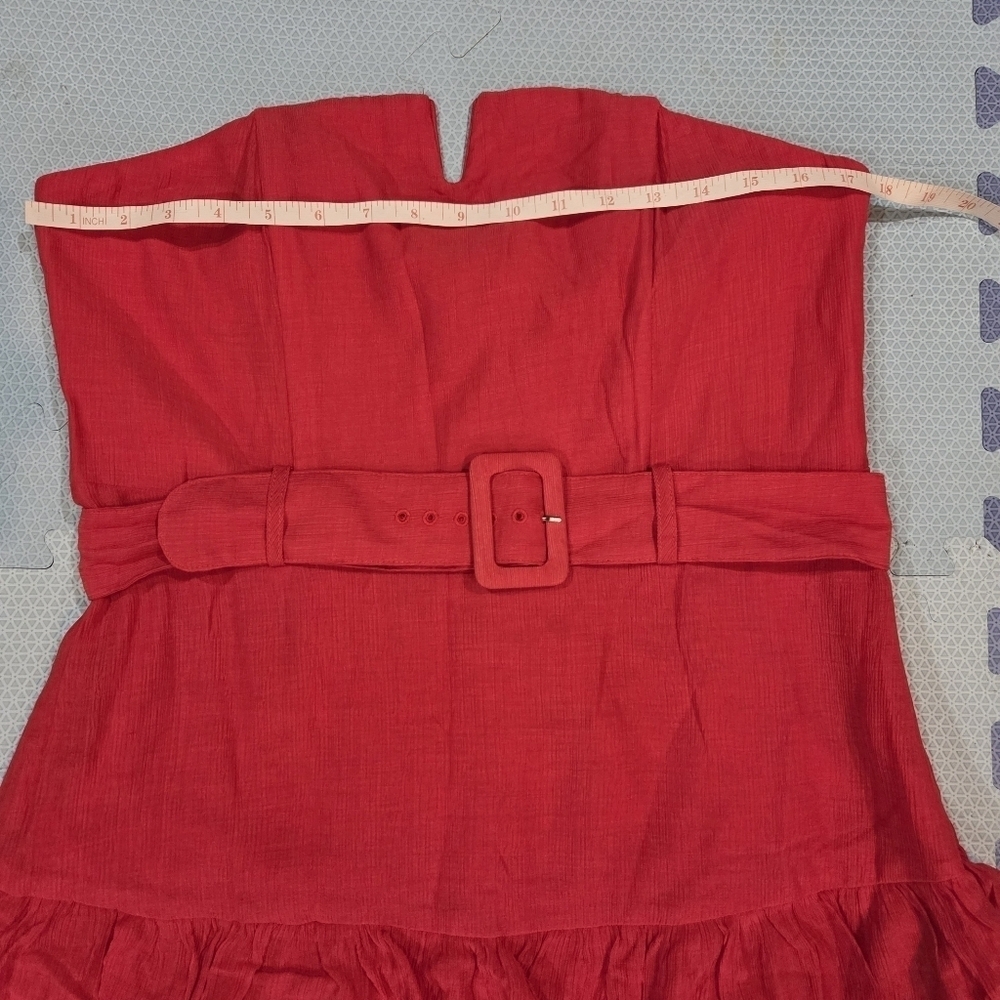 Women's Strapless Tiered Ruffled Midi Dress Boho-Luxury Spanish Romanticism XL - Picture 3 of 7